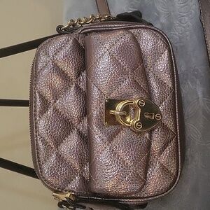 Juicy Couture iridescent pewter metalic sheen double quilted crossbody bag